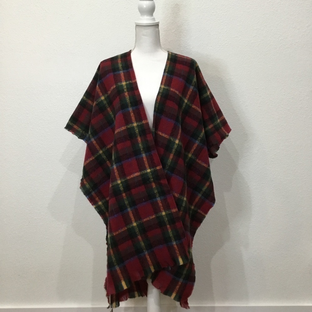 STYLINE Plaid Open Front Poncho